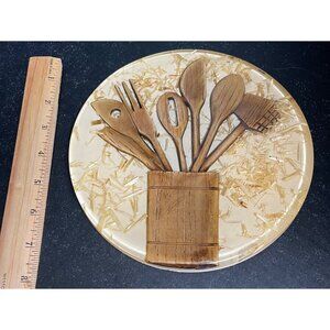 70’s Trivet-Hotplate!  Cool looking with wood pieces inside.